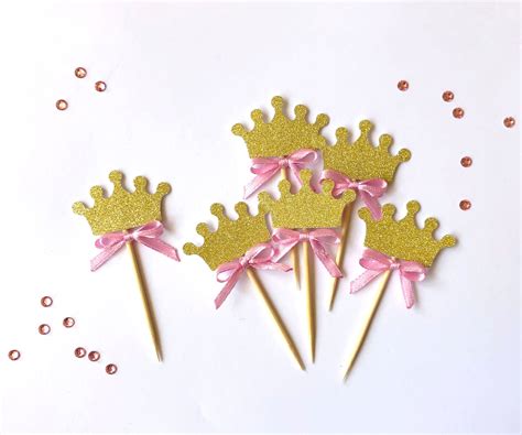 12 Princess Cupcake Toppers Crown Cupcake Toppers Food Etsy