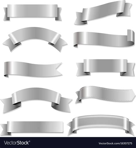 Big Silver Ribbons Set Royalty Free Vector Image