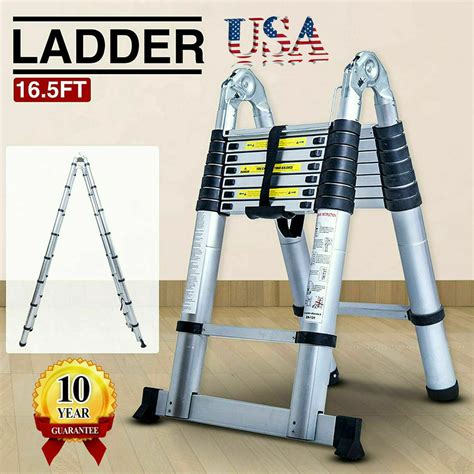 Bowoshen 165ft A Frame Aluminum Step Ladder Telescopic Extension Tall