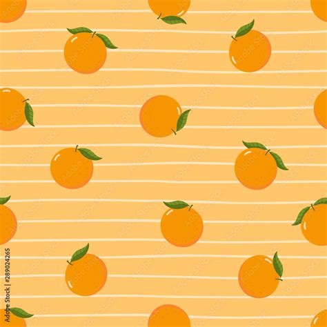 Fresh Organic Orange Seamless Pattern Cute Fruit Background Vector