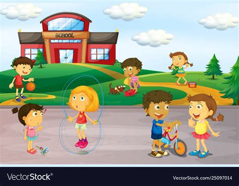 Children Playing At School Clip Art