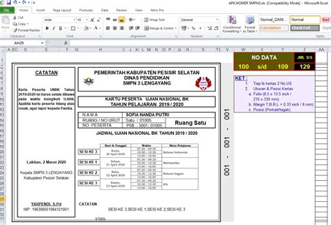 Cara Membuat Kartu Peserta Ujian dan Nomor Meja – Excel