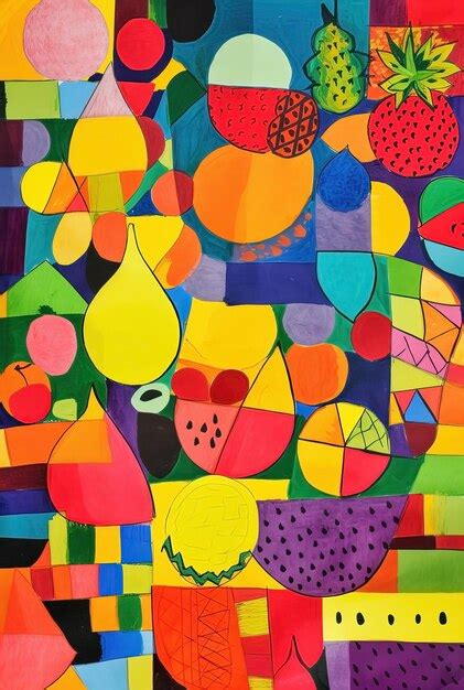 Premium Ai Image Abstract Art Fruits Colorful Background Modern