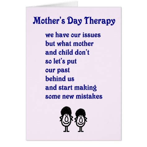 Mothers Day Therapy A Funny Mothers Day Poem Card Zazzle