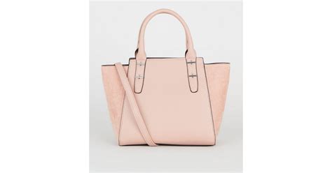 Cream Suedette Panel Small Tote Bag New Look