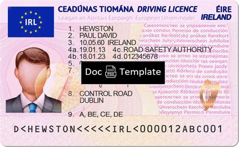 Ireland Driver License Template Psd Psd Templates