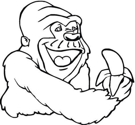 Dibujo De Gorila Comiendo Una Banana Para Colorear Dibujos Para My