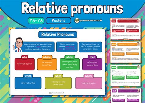 This is a sample of my final year project poster in 2014. Year 5/6 Relative Pronouns Posters - Grammarsaurus