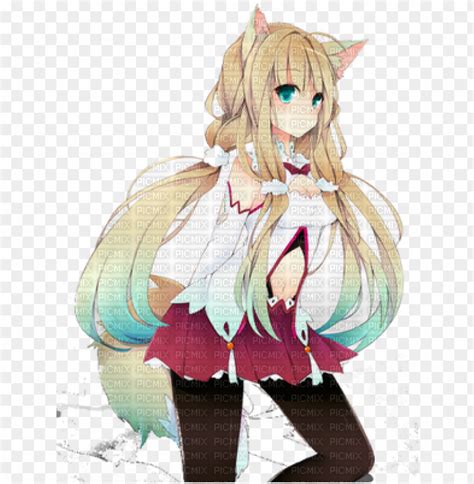 Kitsune Girl Anime Girl Half Wolf Png Image With