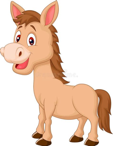 Cute Horse Face Livestock Farm Animal Cartoon Thick Line Stock Vector
