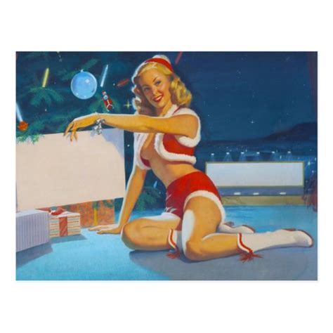 Sexy Christmas Babe Vintage Pin Up Girl Postcard