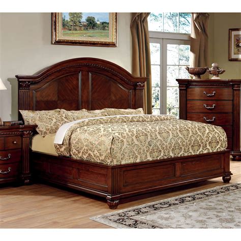 Furniture Of America Tamp Traditional Cherry Solid Wood Panel Bed