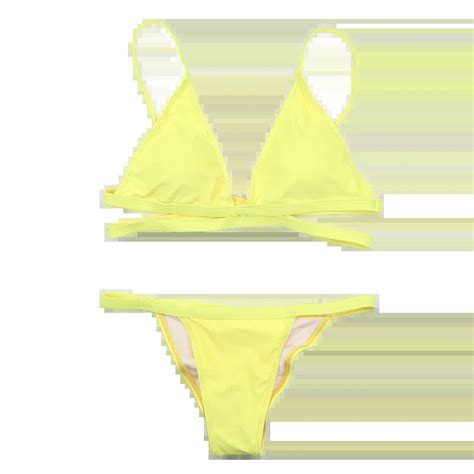 Trynna Biquini Bikini 2018 Yellow Bandage Swimsuit Sexy Sexy Thong Two Piece Swimsuit Thong In