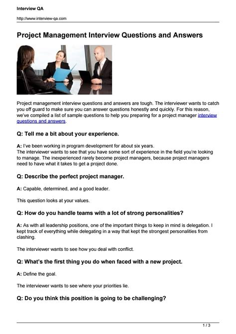 Project Management Interview Questions And Answers By Interview Qa Issuu