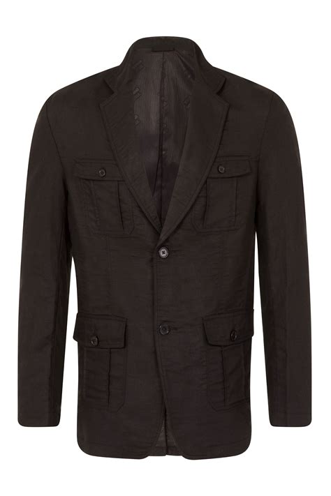 Mens Linen Safari Blazer Black A015 Jackets And Blazers Alexanders