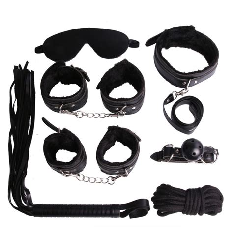 Adult Game Sex Toys 7pcsset Sexy Adult Couple Toy Bondage Restraint Handcuffs Collar Whip