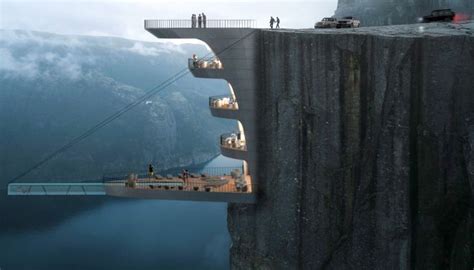 Architect Designs Hotel Suspended Over Cliff In Norway