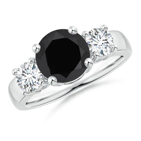 Classic Black Onyx And Diamond Three Stone Engagement Ring Angara