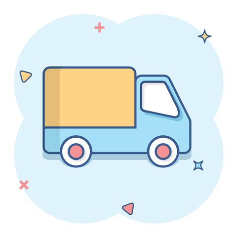 Delivery Truck Sign Icon In Comic Style Van Vector Cartoon
