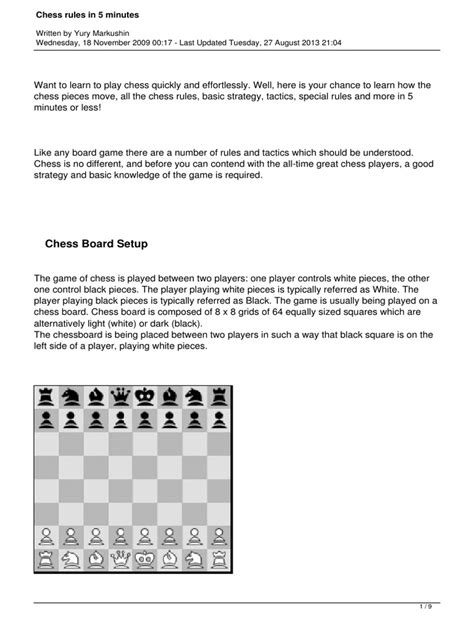 The rules of the game changed from time to time. Basic Chess Rules - Markushin.pdf | Chess | Abstract Strategy Games