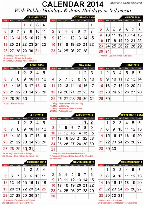 Public Holidays 2014 In Indonesia