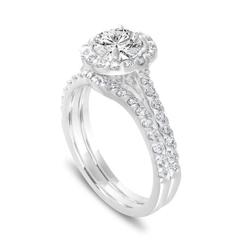 184 Carat Diamond Engagement Ring Set Halo Bridal Ring Sets Gia