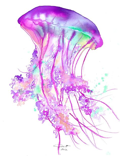 Print From Original Watercolor Jellyfish Series By Jessica Durrant