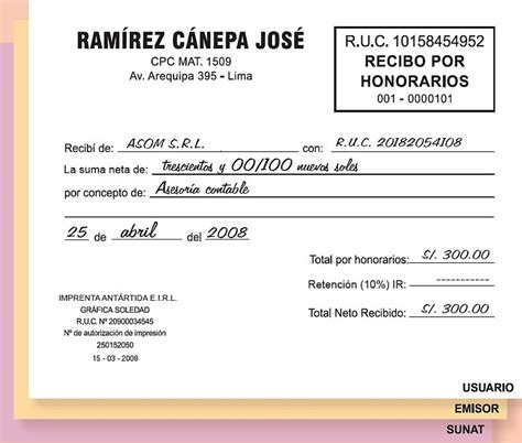 Modelo De Recibo De Honorarios Profesionales Abogados Actualizado Mayo