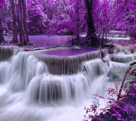 Purple Gorgeous Waterfall Wasserfall Tapete Schöne Wasserfälle