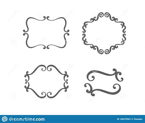 Vector Vintage Set Of Border Frames Engraving With Retro Ornament In