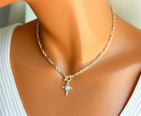 BEST SELLER Sterling Silver Cross Choker Necklace Women 925 Etsy