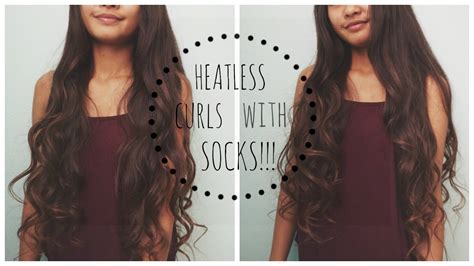 Heatless Overnight Curls Using Sockssock Buns Youtube