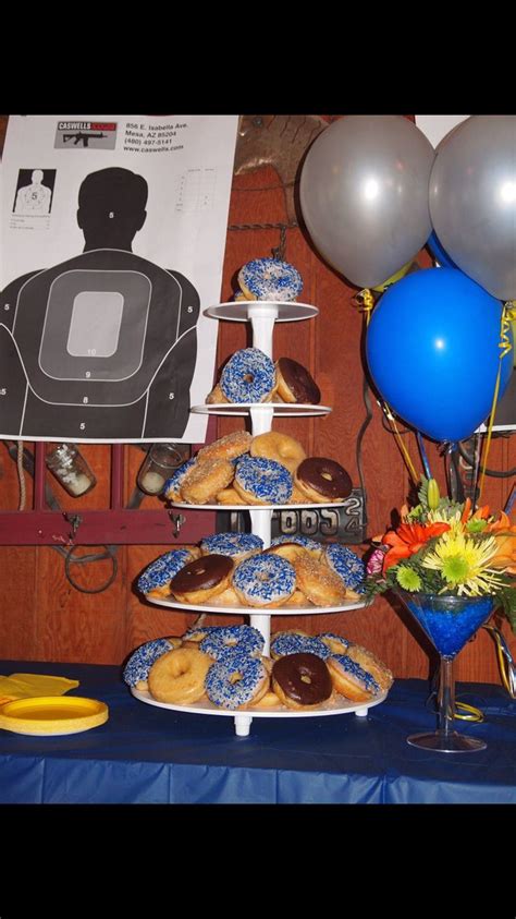 Here are a few other fun ideas for for retirement party games: Police retirement party donut dessert tower | Police ...