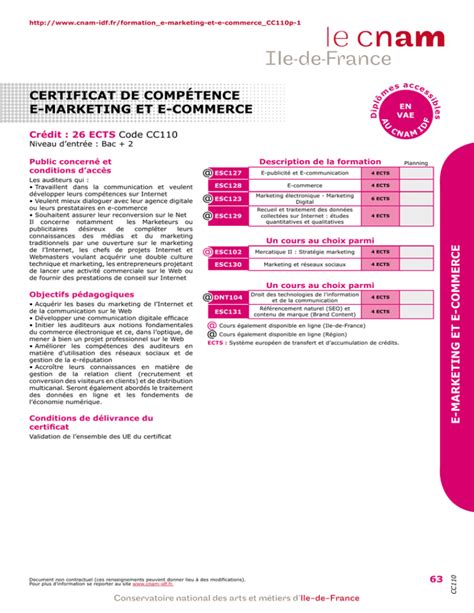 Certificat De CompÉtence E Marketing Et E