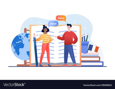 Students Learning French Language Online Vector Image