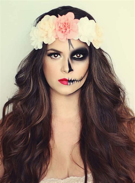 sydne style shows dia de los muertos makeup ideas with easy half face day of the dead makeup