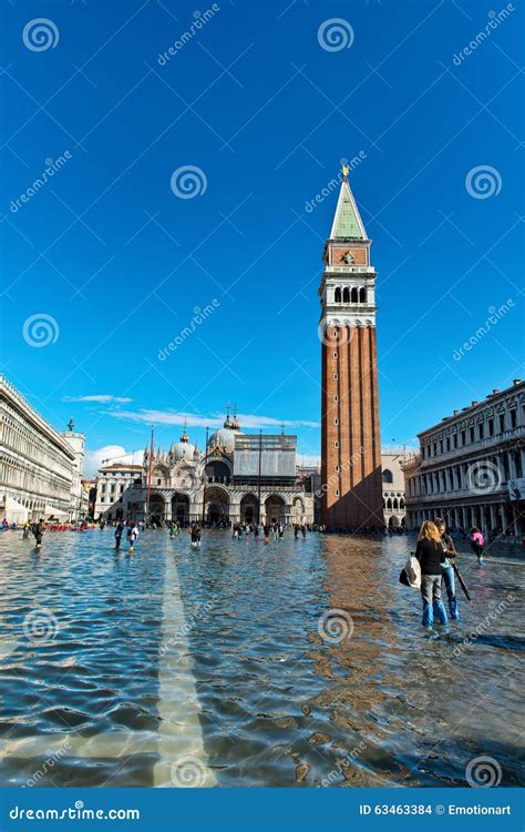 Flooded St Marks Square In Venice Italy Editorial Stock Image