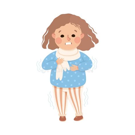 Sick Guy Shivering And Sweating Feeling Unwell Cartoon Design Icon