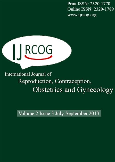 International Journal Of Reproduction Contraception Obstetrics And Gynecology