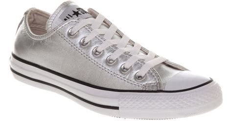 Converse All Star Low Leather In Silver Gray For Men Lyst