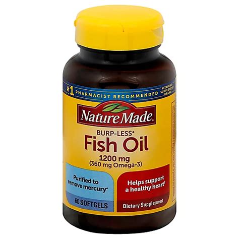 Nature Made Fish Oil Softgels 1200 Mg Burp Less 60 Count Safeway