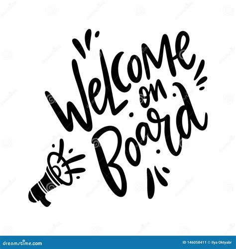 Welcome On Board Hand Drawn Vector Lettering Stock Illustration