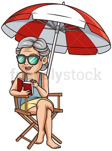 Old Woman At The Beach Cartoon Clipart Vector FriendlyStock