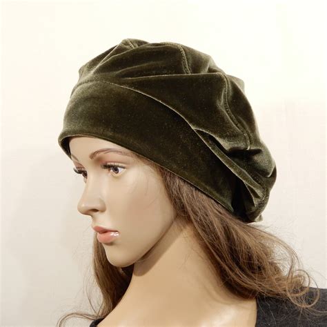 Forest Green Velvet Beret Women Large Slouchy Beret Women Hat Etsy Australia