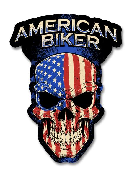American Biker Skull 7 Decal Skullsociety