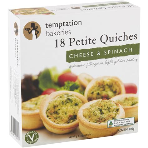 Temptation Bakeries Quiche Petite Cheese And Spinach 300g Woolworths