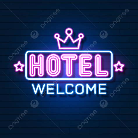 Realistic Neon Hotel Inscription Glowing Font Vector Night Vintage Glow