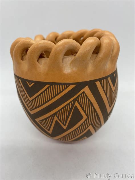 Ceramics And Pottery Acoma Looped Bowl Original Art By Prudy Correa