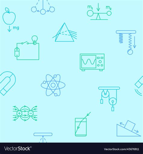 Physics Seamless Pattern In Line Style Royalty Free Vector