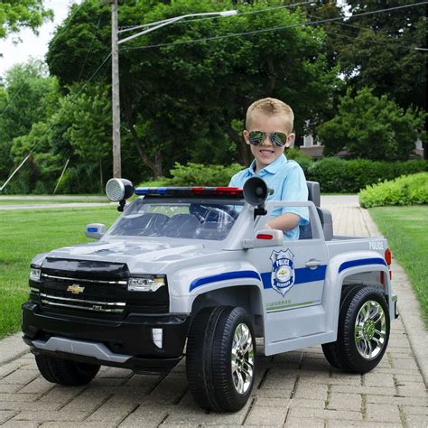Rollplay 6 Volt Chevy Silverado Police Truck Ride On Toy Battery